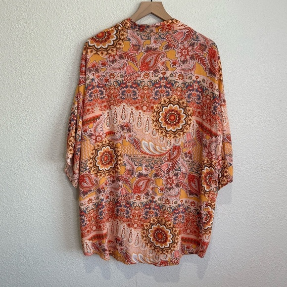 Knox Rose Womens M/L Womens Floral Kimono Caftan Cardigan Cover up Beach Boho - Picture 5 of 7